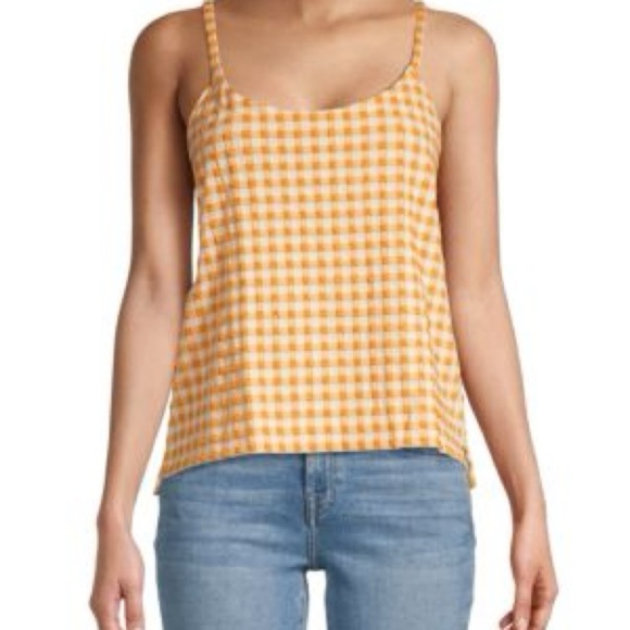 Madewell yellow gingham jacquard tank top M - Picture 2 of 5